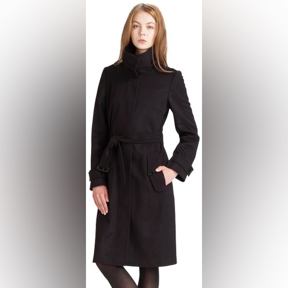 Burberry Black Wool Belted Mid-Length Coat - Picture 14 of 16